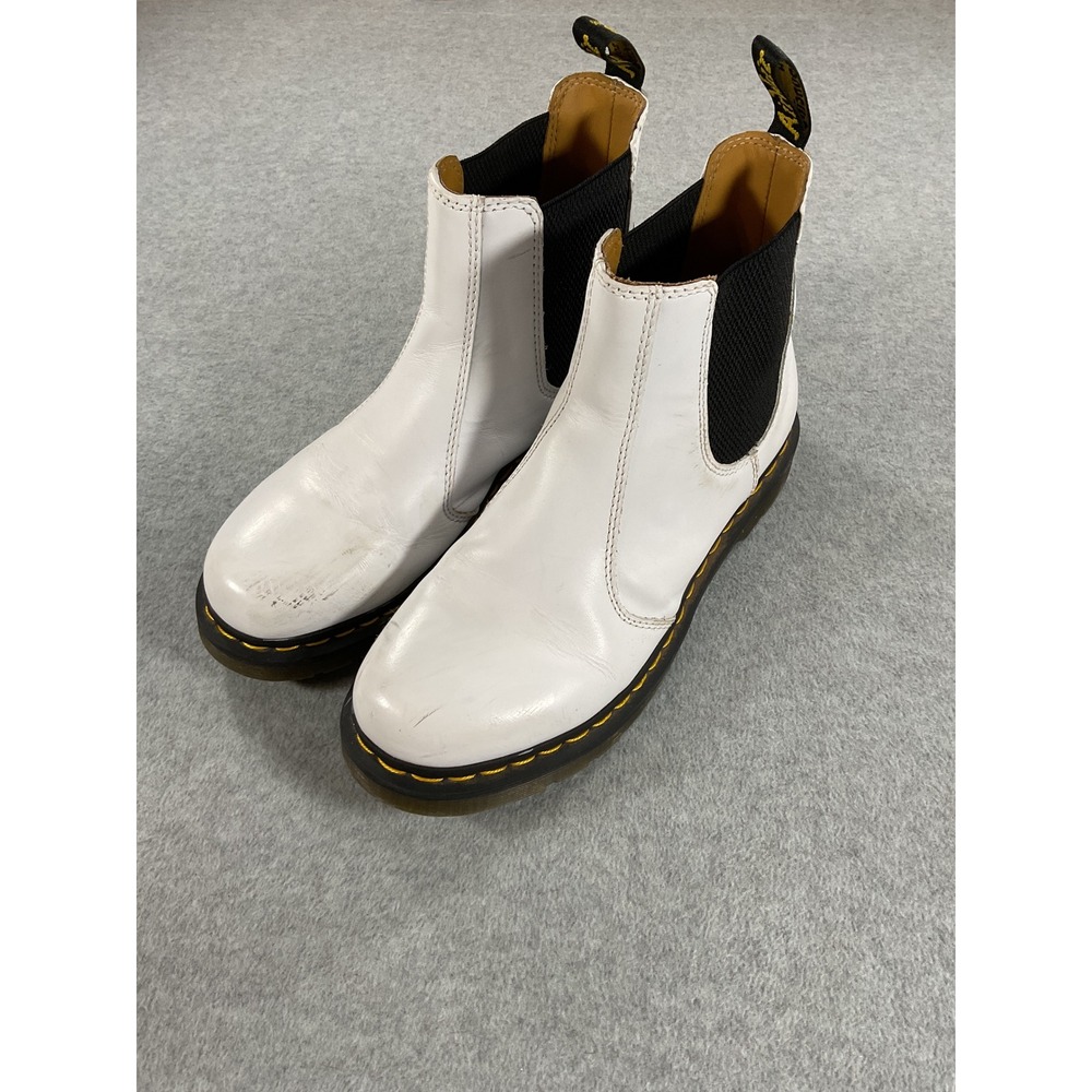 Dr. Martens 2976 White Smooth Leather Chelsea Boots Mens 9 Womens 10 UK 8 EU 42